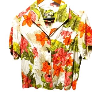 Carribean Joe Petite Large Button Up Top